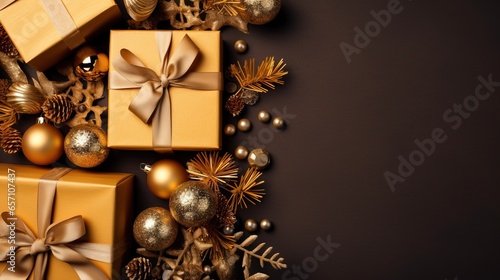 Christmas frame of spruce, Christmas background New year background, Christmas background AI generated image