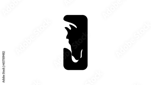 White and black horse logo, black vector logo