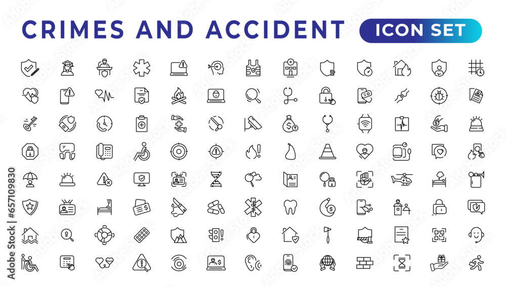 Crimes and accident linear icons collection.Set of thin line web icon set, simple outline icons collection, Pixel Perfect icons, Simple vector illustration Crimes and accident linear icons collection.Set of thin line web icon set, simple outline icons collection, Pixel Perfect icons, Simple vector illustration