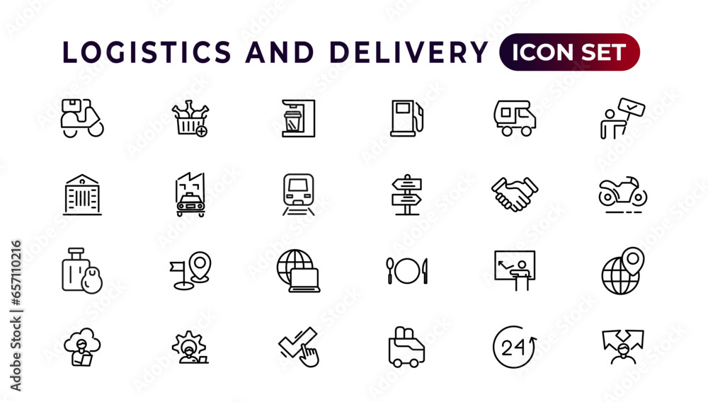 Logistics and delivery linear icons collection.Set of thin line web icon set, simple outline icons collection, Pixel Perfect icons, Simple vector illustration.