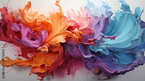An illustration using several colors and brushes on a white background.