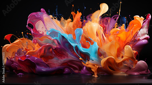 An illustration using several colors and brushes on a white background.