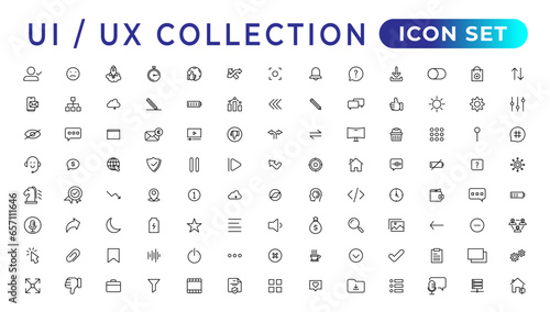 Mega set of ui ux icon set, user interface iconset collection.Set of thin line web icon set, simple outline icons collection, Pixel Perfect icons, Simple vector illustration.