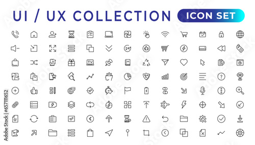 Mega set of ui ux icon set, user interface iconset collection.Set of thin line web icon set, simple outline icons collection, Pixel Perfect icons, Simple vector illustration.