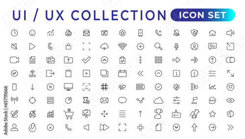 Mega set of ui ux icon set, user interface iconset collection.Set of thin line web icon set, simple outline icons collection, Pixel Perfect icons, Simple vector illustration.