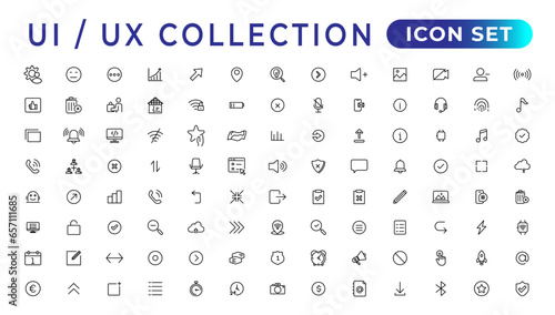 Mega set of ui ux icon set, user interface iconset collection.Set of thin line web icon set, simple outline icons collection, Pixel Perfect icons, Simple vector illustration.