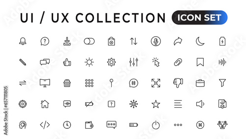 Mega set of ui ux icon set, user interface iconset collection.Set of thin line web icon set, simple outline icons collection, Pixel Perfect icons, Simple vector illustration.