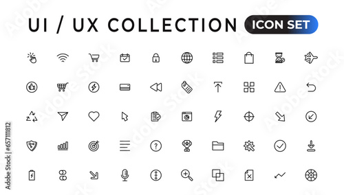Mega set of ui ux icon set, user interface iconset collection.Set of thin line web icon set, simple outline icons collection, Pixel Perfect icons, Simple vector illustration.