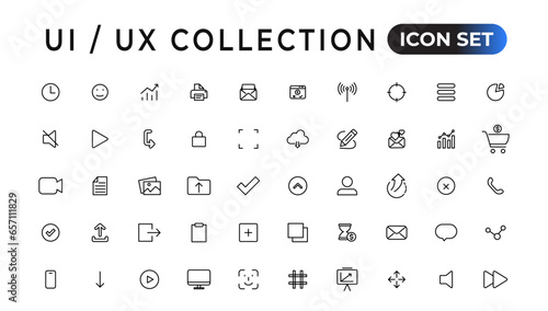 Mega set of ui ux icon set, user interface iconset collection.Set of thin line web icon set, simple outline icons collection, Pixel Perfect icons, Simple vector illustration.