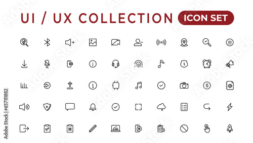Mega set of ui ux icon set, user interface iconset collection.Set of thin line web icon set, simple outline icons collection, Pixel Perfect icons, Simple vector illustration.