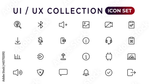 Mega set of ui ux icon set, user interface iconset collection.Set of thin line web icon set, simple outline icons collection, Pixel Perfect icons, Simple vector illustration.