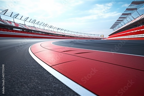 A picture of a red and white track against a beautiful sky background. Perfect for sports events or fitness-related designs. © Fotograf