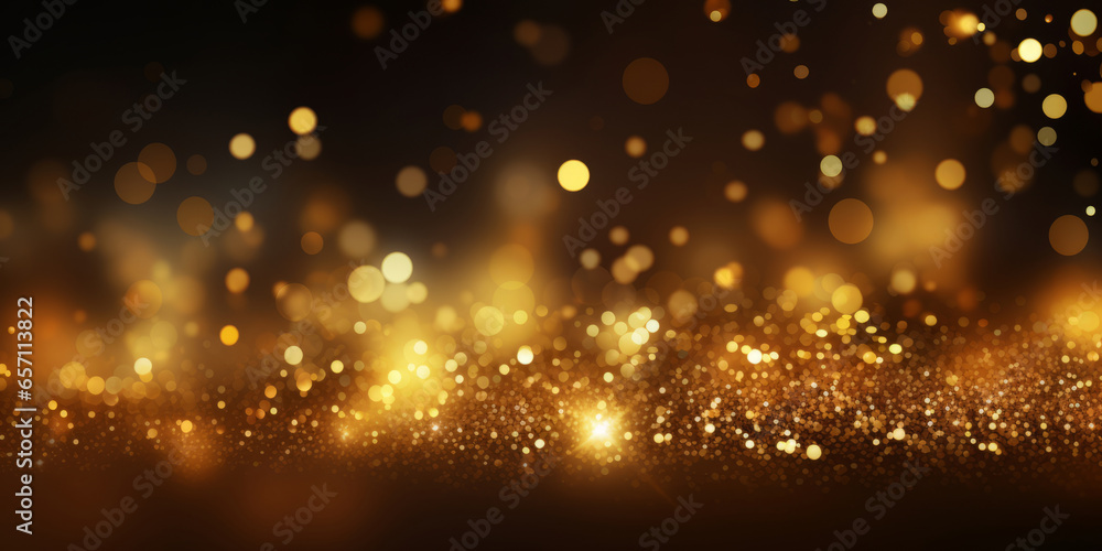 Golden Christmas particles and sprinkles for a holiday event. Background with glitters