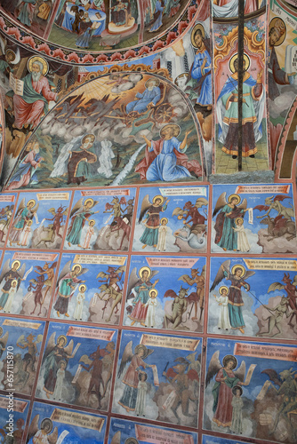 Ancient colourful christian wall murals