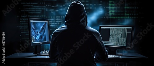 Incognito Hacker Operating on Encryption in a High-tech Control Center