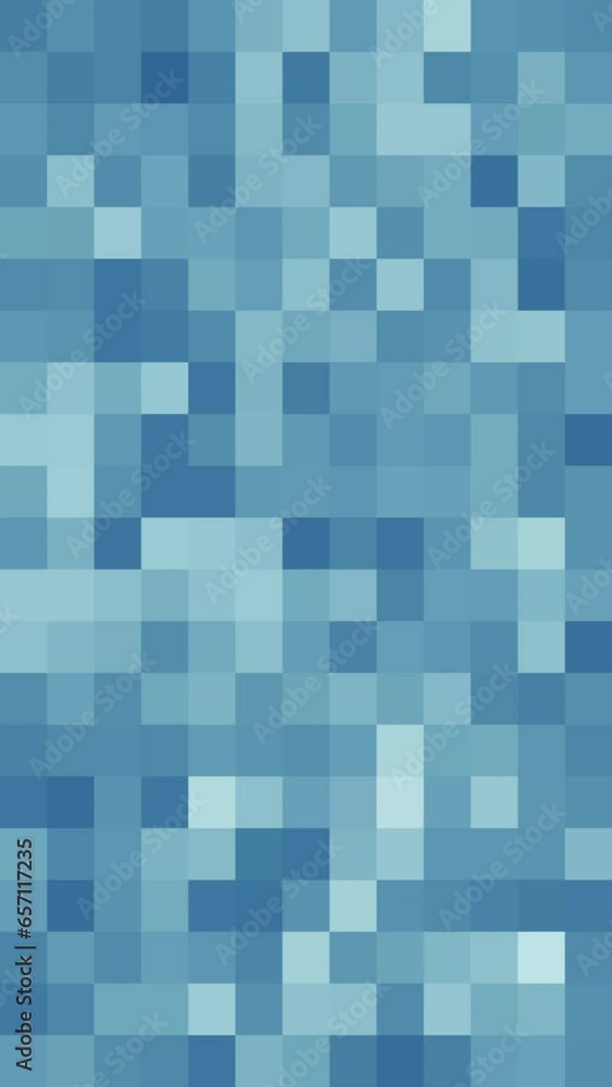 Abstract vertical pixel art video background with text space, featuring seamless animation of a blue square block pattern, ideal for digital data, technology, business, retro or 80s background concept Abstract vertical pixel art video background with text space, featuring seamless animation of a blue square block pattern, ideal for digital data, technology, business, retro or 80s background concept