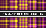 Purple Yellow Set Tartan Plaid Seamless Pattern.
