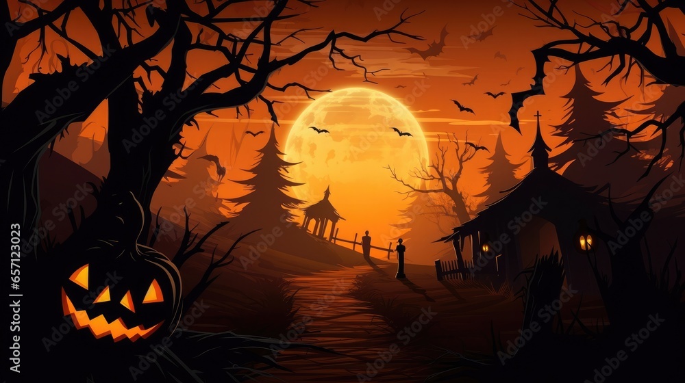 Frightfully charming haunted house-themed wallpaper for your creative project