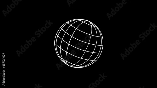 cyclic animation of the sphere rotating into the network. planet Earth