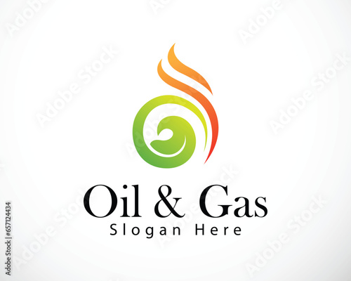 oil and gas logo creative symbol vector business industry gas nature leave fire flame icon design concept