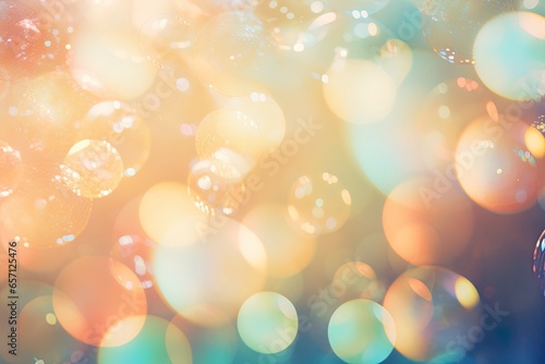 colorful background with out of focus bubbles with lots of bokeh and room for text copy.