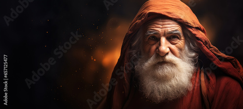 Close-up portrait of biblical old man. Patriarch Abraham, Isaac or Jacob. Christian illustration. photo