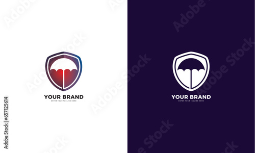 Protection umbrella logo, vector graphic design