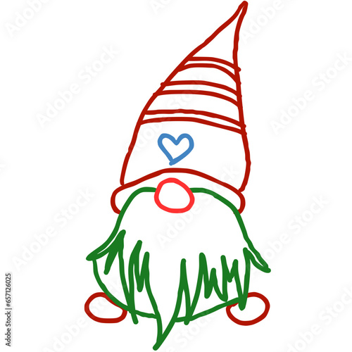 cartoon gnome santa claus, christmas element line art doodle-5