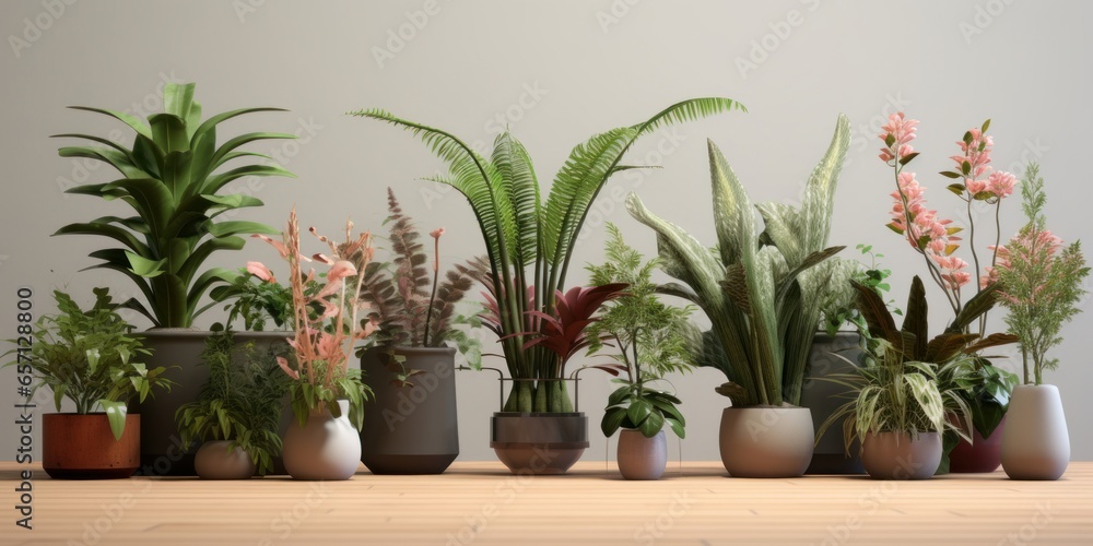 Indoor plant set, Generative AI