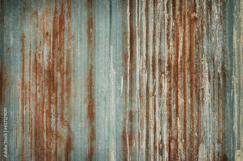 Old zinc wall texture background, rusty on galvanized metal panel sheeting. © Nattha99