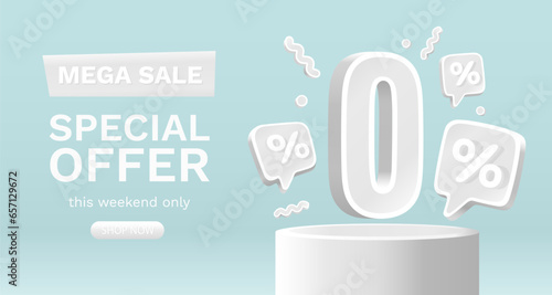Zero commission, Limited offer, zero percent. Sign board promotion. Vector illustration