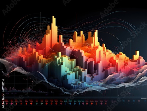 An image of colorful and interactive data visualizations, such as charts, graphs, and heatmaps