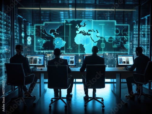 An image of cybersecurity professionals protecting data from unauthorized access and cyber threats