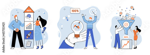 Successful project launch. Vector illustration. A project launch, maiden voyage towards uncharted territory A successful business, testament to strategic planning and execution Project launch startup