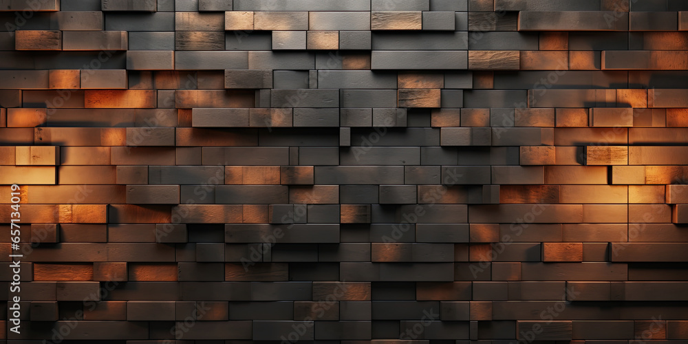Volumetric 3D panel in the form of concrete bricks for walls in the interior, loft style Volumetric 3D panel in the form of concrete bricks for walls in the interior, loft style