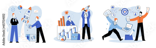 Successful project launch. Vector illustration. Project launch management, anchor keeping project aligned with its goals A project launch, exciting expedition into realm of possibilities A successful