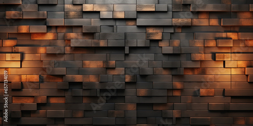 Volumetric 3D panel in the form of concrete bricks for walls in the interior  loft style