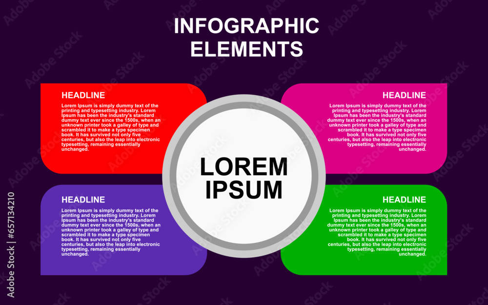 Obraz premium infographic element design with 4 colorful steps for presentation and business.