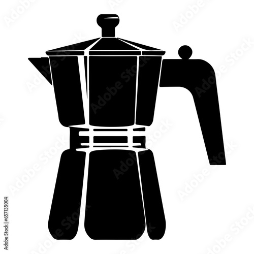 Moka Pot Vector Silhouette. talian coffee maker or moka pot.
