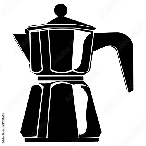 Moka Pot Vector Silhouette. talian coffee maker or moka pot.
