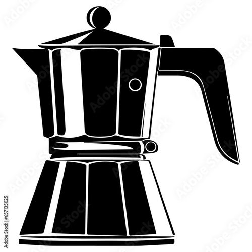 Moka Pot Vector Silhouette. talian coffee maker or moka pot.
