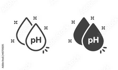 PH line icon with water drops - icon, vector.
