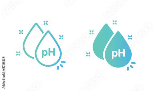 PH line icon with water drops - icon, vector.