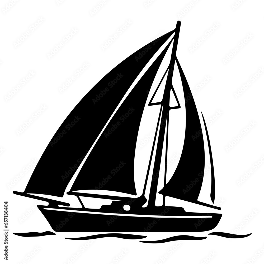 Sailboat black silhouette is isolated Sailboat black silhouette is isolated