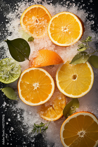 Fresh slices of the tangy citrus fruit of lemon