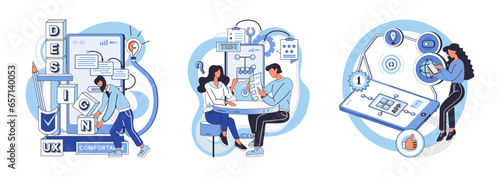 Application testing metaphor. Vector illustration. Software testing, defensive line safeguarding from unexpected breakdowns Application testing, crucible where coding errors are uncovered