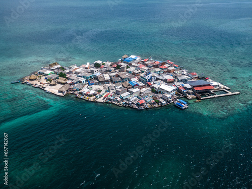 drone vista aerea islote Santa Cruz, San Bernardo, Cartagena, Colombia photo