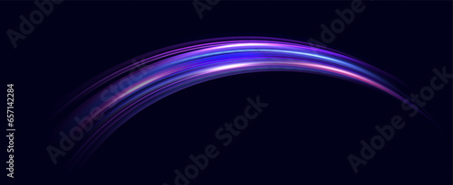 Neon speed lines. Dynamic light motion traces. Light trace wave, trace line.	
