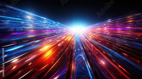 Abstract futuristic stream digital data neon speed motion glowing light trails tunnel background 3d © ArtStockVault