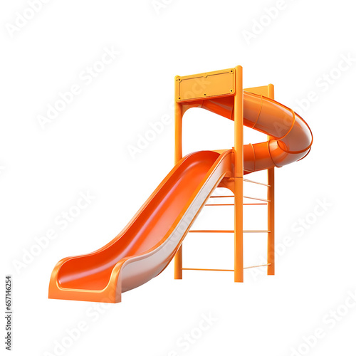 Orange Plastic Kid slide isolated on transparent background, AI photo